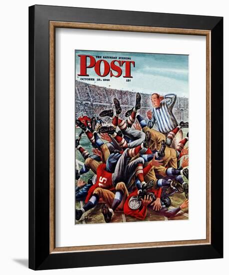 "Football Pile-up," Saturday Evening Post Cover, October 23, 1948-Constantin Alajalov-Framed Giclee Print