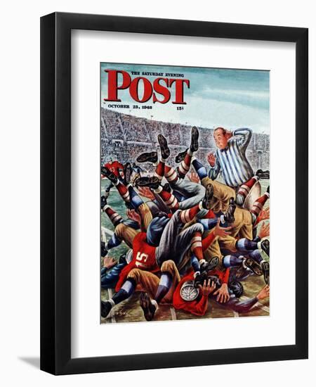 "Football Pile-up," Saturday Evening Post Cover, October 23, 1948-Constantin Alajalov-Framed Giclee Print