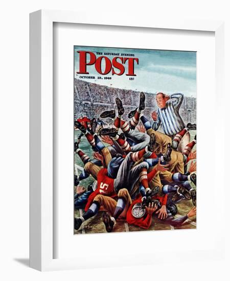 "Football Pile-up," Saturday Evening Post Cover, October 23, 1948-Constantin Alajalov-Framed Giclee Print