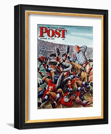 "Football Pile-up," Saturday Evening Post Cover, October 23, 1948-Constantin Alajalov-Framed Giclee Print