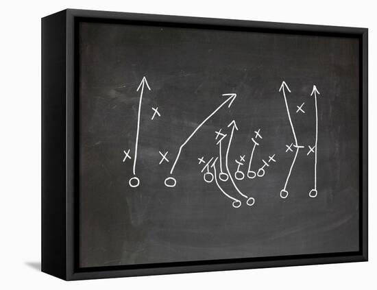 Football Play Strategy Drawn Out On A Chalk Board-Phase4Photography-Framed Stretched Canvas