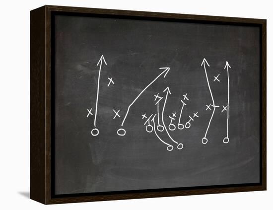 Football Play Strategy Drawn Out On A Chalk Board-Phase4Photography-Framed Stretched Canvas