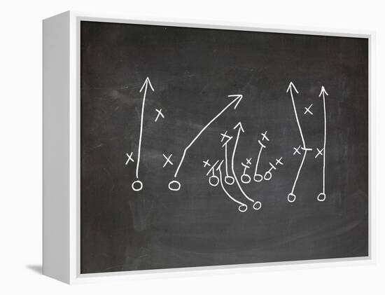 Football Play Strategy Drawn Out On A Chalk Board-Phase4Photography-Framed Stretched Canvas