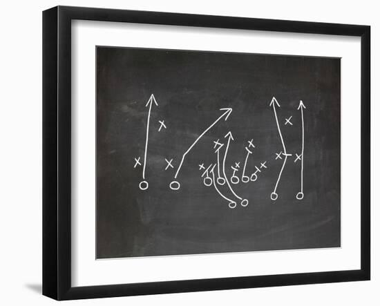 Football Play Strategy Drawn Out On A Chalk Board-Phase4Photography-Framed Premium Giclee Print