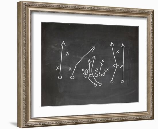 Football Play Strategy Drawn Out On A Chalk Board-Phase4Photography-Framed Art Print