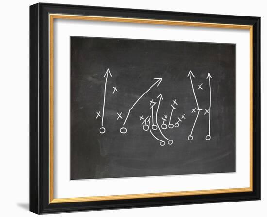 Football Play Strategy Drawn Out On A Chalk Board-Phase4Photography-Framed Art Print