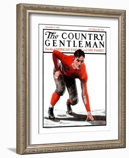 "Football Player," Country Gentleman Cover, November 3, 1923-WM. Hoople-Framed Giclee Print