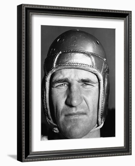 Football Player Sam Baugh of the Washington Redskins, Wearing His Helmet-Carl Mydans-Framed Photographic Print