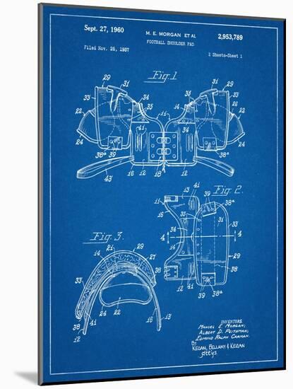 Football Shoulder Pads Patent-null-Mounted Art Print