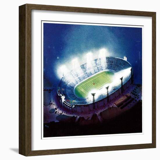 "Football Stadium at Night,"October 1, 1938-Wesley Neff-Framed Giclee Print