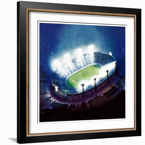 "Football Stadium at Night,"October 1, 1938-Wesley Neff-Framed Giclee Print