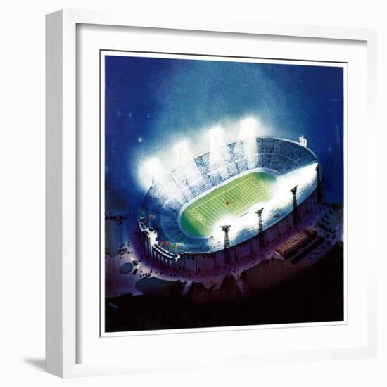 "Football Stadium at Night,"October 1, 1938-Wesley Neff-Framed Giclee Print