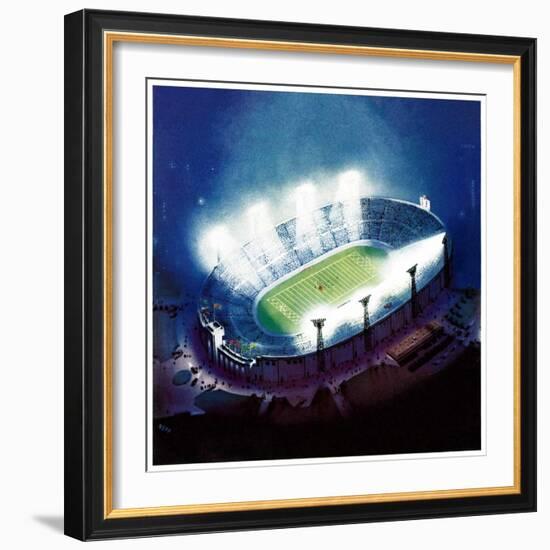 "Football Stadium at Night,"October 1, 1938-Wesley Neff-Framed Giclee Print