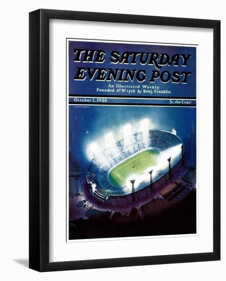 "Football Stadium at Night," Saturday Evening Post Cover, October 1, 1938-Wesley Neff-Framed Giclee Print