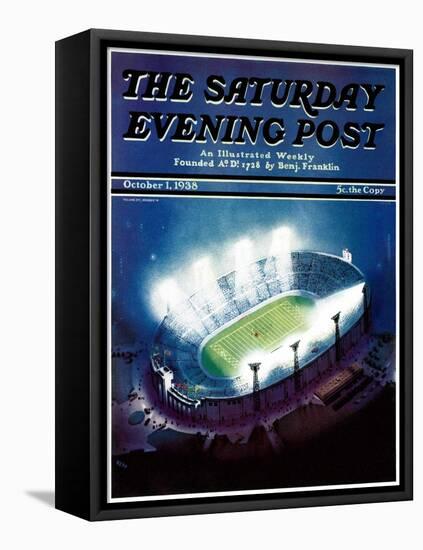 "Football Stadium at Night," Saturday Evening Post Cover, October 1, 1938-Wesley Neff-Framed Premier Image Canvas