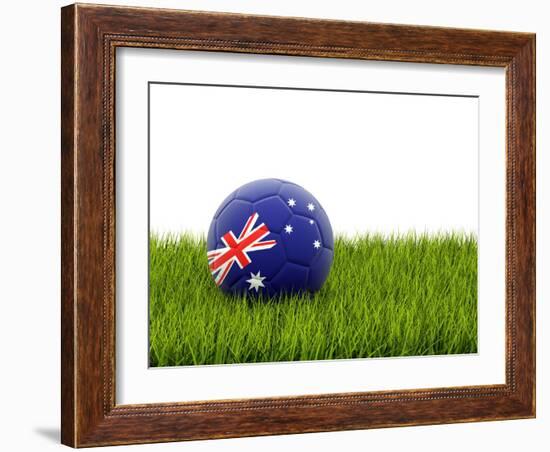 Football with Flag of Australia-Mikhail Mishchenko-Framed Art Print