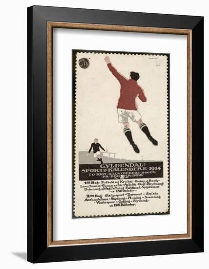 Footballer Leaps for the Ball on a Poster for a Norwegian Sports Calendar-null-Framed Photographic Print