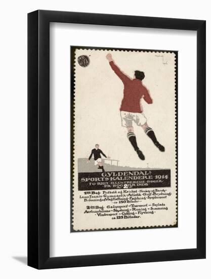 Footballer Leaps for the Ball on a Poster for a Norwegian Sports Calendar-null-Framed Photographic Print