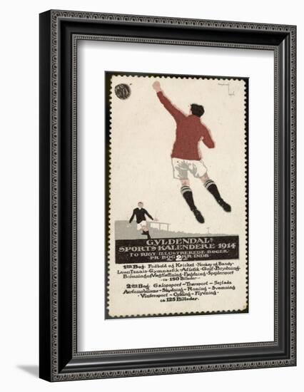 Footballer Leaps for the Ball on a Poster for a Norwegian Sports Calendar-null-Framed Photographic Print