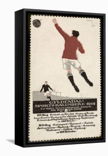 Footballer Leaps for the Ball on a Poster for a Norwegian Sports Calendar-null-Framed Premier Image Canvas