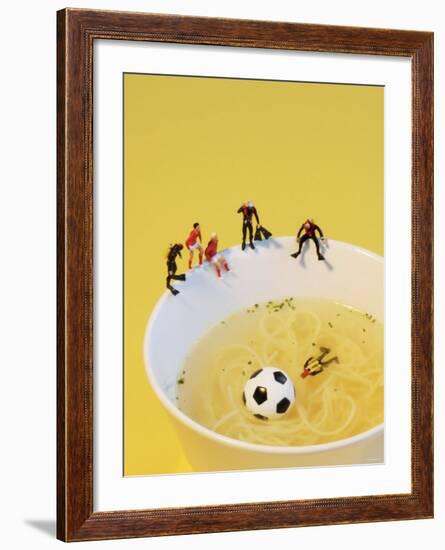 Footballers Looking for Ball in Noodle Soup Pond-Martina Schindler-Framed Photographic Print