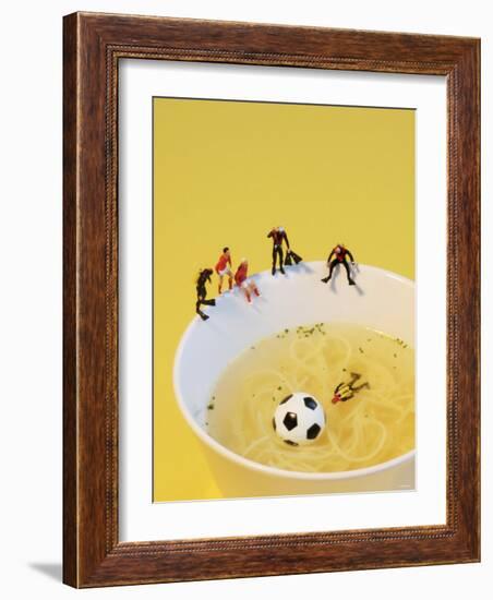 Footballers Looking for Ball in Noodle Soup Pond-Martina Schindler-Framed Photographic Print