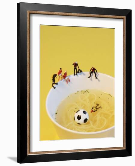 Footballers Looking for Ball in Noodle Soup Pond-Martina Schindler-Framed Photographic Print