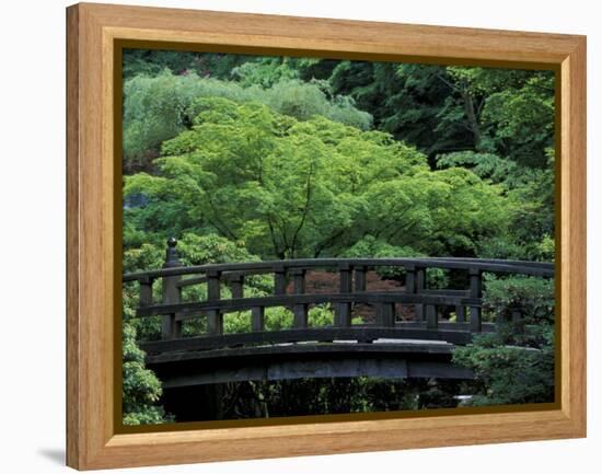 Footbridge in Japanese Garden, Portland, Oregon, USA-Adam Jones-Framed Premier Image Canvas