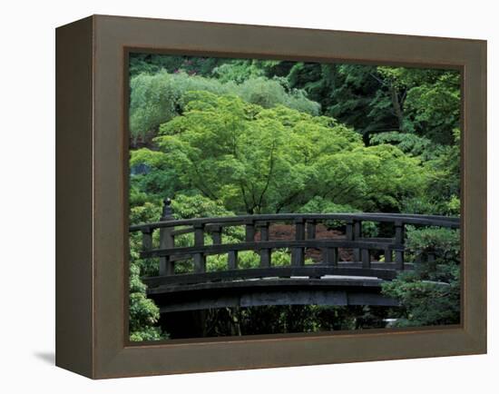 Footbridge in Japanese Garden, Portland, Oregon, USA-Adam Jones-Framed Premier Image Canvas