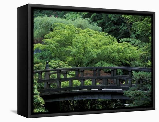 Footbridge in Japanese Garden, Portland, Oregon, USA-Adam Jones-Framed Premier Image Canvas