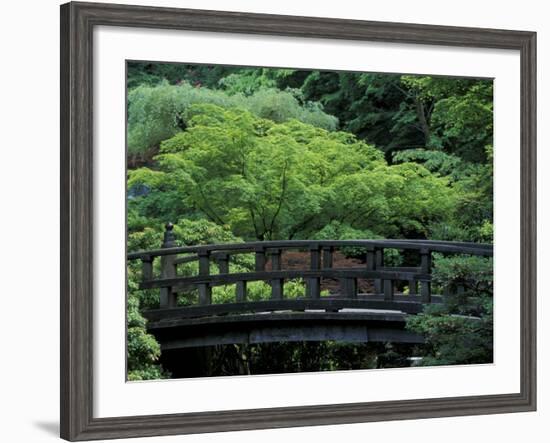 Footbridge in Japanese Garden, Portland, Oregon, USA-Adam Jones-Framed Photographic Print