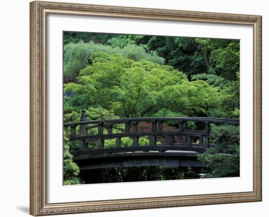 Footbridge in Japanese Garden, Portland, Oregon, USA-Adam Jones-Framed Photographic Print