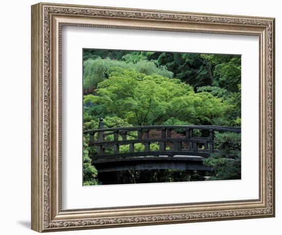 Footbridge in Japanese Garden, Portland, Oregon, USA-Adam Jones-Framed Photographic Print