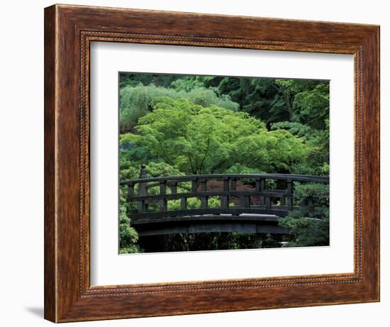 Footbridge in Japanese Garden, Portland, Oregon, USA-Adam Jones-Framed Photographic Print