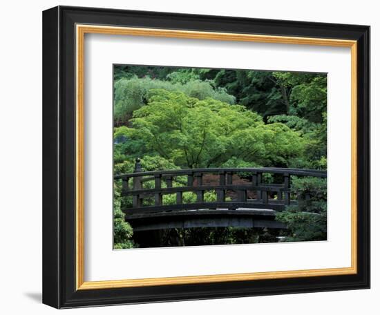 Footbridge in Japanese Garden, Portland, Oregon, USA-Adam Jones-Framed Photographic Print