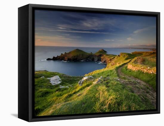 Footpath Along the Rumps, Pentire Point, Near Polzeath, Cornwall, UK-Ross Hoddinott-Framed Premier Image Canvas