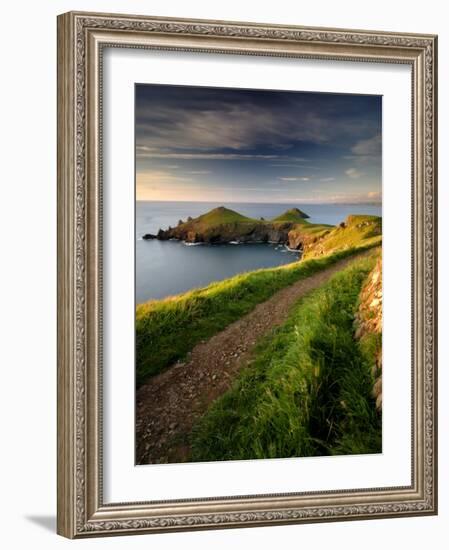 Footpath Along the Rumps, Pentire Point, Near Polzeath, Cornwall, UK-Ross Hoddinott-Framed Photographic Print