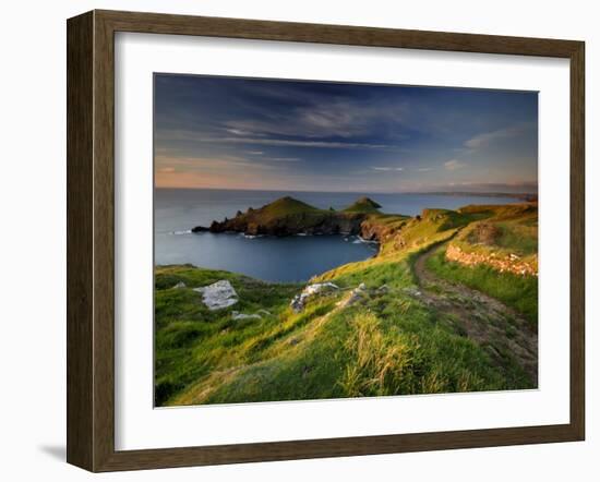 Footpath Along the Rumps, Pentire Point, Near Polzeath, Cornwall, UK-Ross Hoddinott-Framed Photographic Print