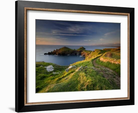 Footpath Along the Rumps, Pentire Point, Near Polzeath, Cornwall, UK-Ross Hoddinott-Framed Photographic Print