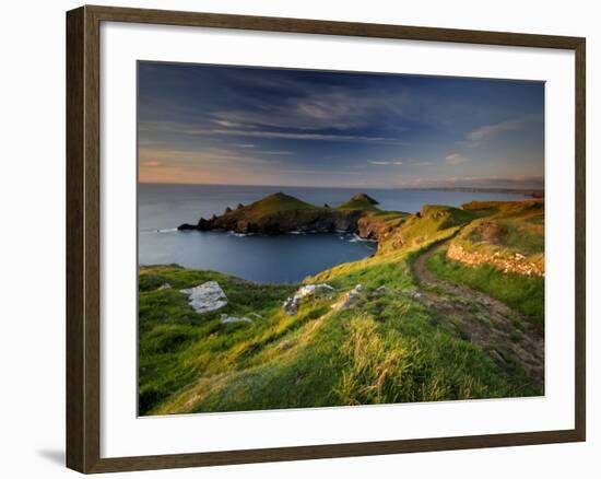 Footpath Along the Rumps, Pentire Point, Near Polzeath, Cornwall, UK-Ross Hoddinott-Framed Photographic Print