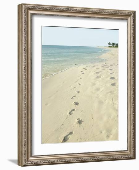 Footprints in Sand at Grace Bay Beach, Providenciales, Turks and Caicos Islands, West Indies-Kim Walker-Framed Photographic Print