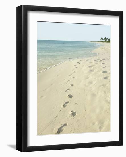 Footprints in Sand at Grace Bay Beach, Providenciales, Turks and Caicos Islands, West Indies-Kim Walker-Framed Photographic Print