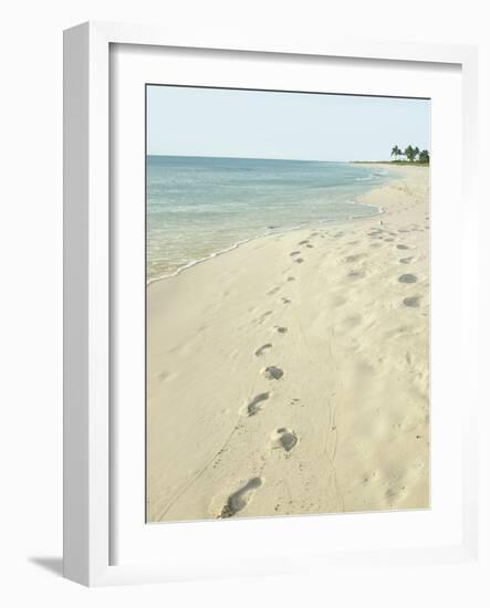 Footprints in Sand at Grace Bay Beach, Providenciales, Turks and Caicos Islands, West Indies-Kim Walker-Framed Photographic Print