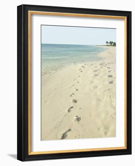 Footprints in Sand at Grace Bay Beach, Providenciales, Turks and Caicos Islands, West Indies-Kim Walker-Framed Photographic Print