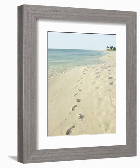 Footprints in Sand at Grace Bay Beach, Providenciales, Turks and Caicos Islands, West Indies-Kim Walker-Framed Photographic Print