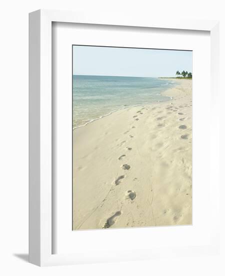 Footprints in Sand at Grace Bay Beach, Providenciales, Turks and Caicos Islands, West Indies-Kim Walker-Framed Photographic Print