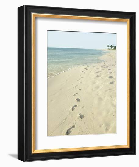 Footprints in Sand at Grace Bay Beach, Providenciales, Turks and Caicos Islands, West Indies-Kim Walker-Framed Photographic Print