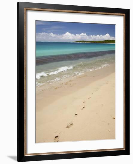 Footprints in Sand on Natadola Beach, Coral Coast, Viti Levu, Fiji, South Pacific-David Wall-Framed Photographic Print