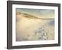 Footprints in the Sand Dunes Leading to the Ocean at Sunset. Soft Artistic Treatment with Canvas Te-forestpath-Framed Photographic Print