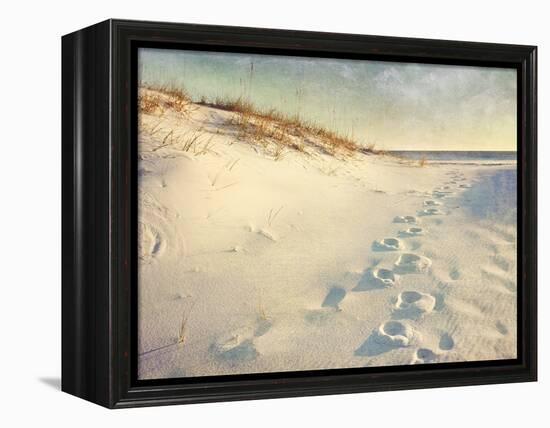 Footprints in the Sand Dunes Leading to the Ocean at Sunset. Soft Artistic Treatment with Canvas Te-forestpath-Framed Premier Image Canvas